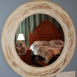 (FIRM) Circular Wooden Framed "Sand & Sea Mirror